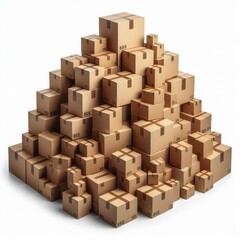 Fototapeta premium Cardboard boxes arranged on top of each other isolated on a white background