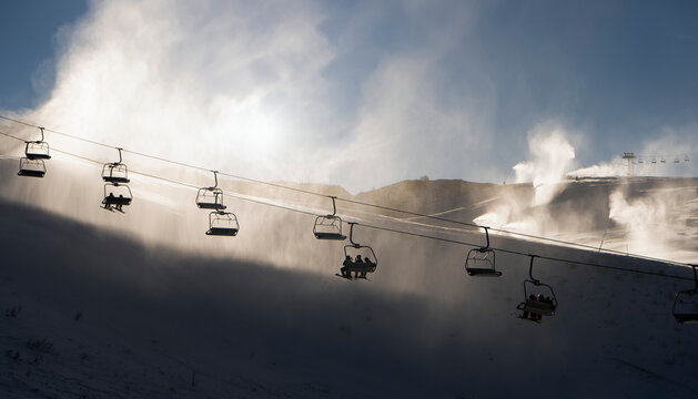 Chair lifts on the ski slopes