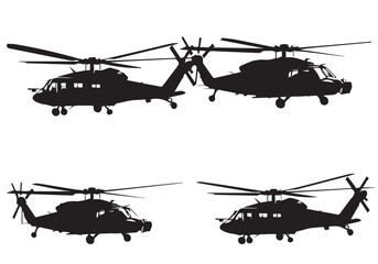 helicopter silhouette in black isolated on white background