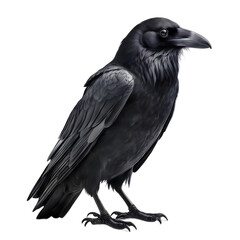 Fototapeta premium Crow isolated on transparent background, png transparent background, closeup, full body