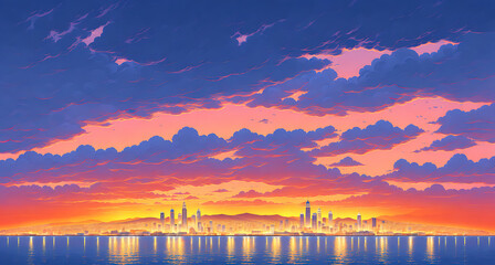 Fototapeta premium Sunset Over the City