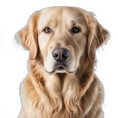 Golden retriever isolated on transparent background, png transparent background, closeup