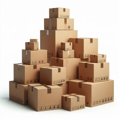 Cardboard boxes arranged on top of each other isolated on a white background