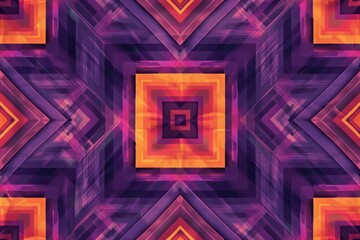 A vibrant purple and orange pattern with an abstract geometric design, resembling the pixelated texture of retro video games Generative AI
