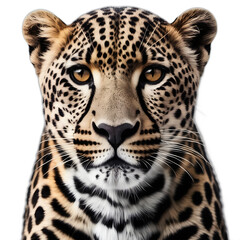 Leopard isolated on transparent background, png transparent background, closeup - obrazy, fototapety, plakaty