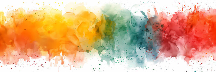 Watercolor smoke banner on white background rainbow colors 3:1