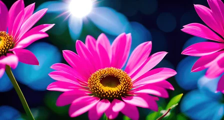 Foto op Plexiglas A group of pink flowers in a garden. © Miklos