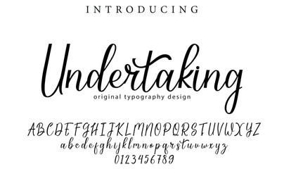 Undertaking Font Stylish brush painted an uppercase vector letters, alphabet, typeface