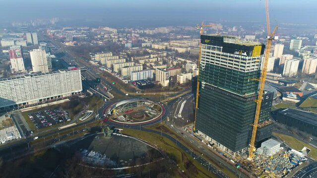 Aerial View Of The Tallest Building In Katowice. KTW II
