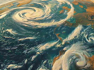 Swirling Earth Tones: Abstract Oceanic Art with Swirls and Whirls