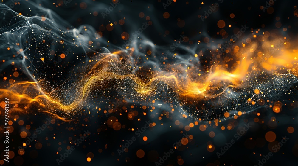Poster abstract dark grey and bold yellow virtual network - design element for technology background - conn