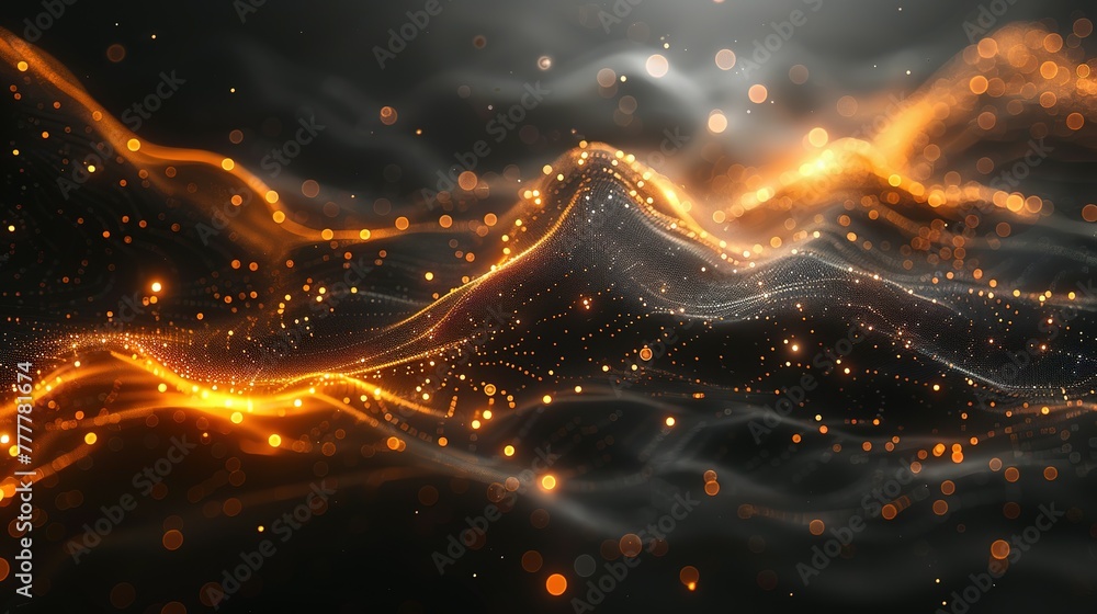 Poster abstract dark grey and bold yellow virtual network - design element for technology background - conn