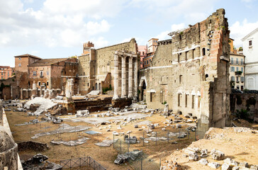 Fototapeta na wymiar Panoramic Sights of The Forum of Nerva ( Foro di Nerva) in Rome, Lazio Province, Italy.