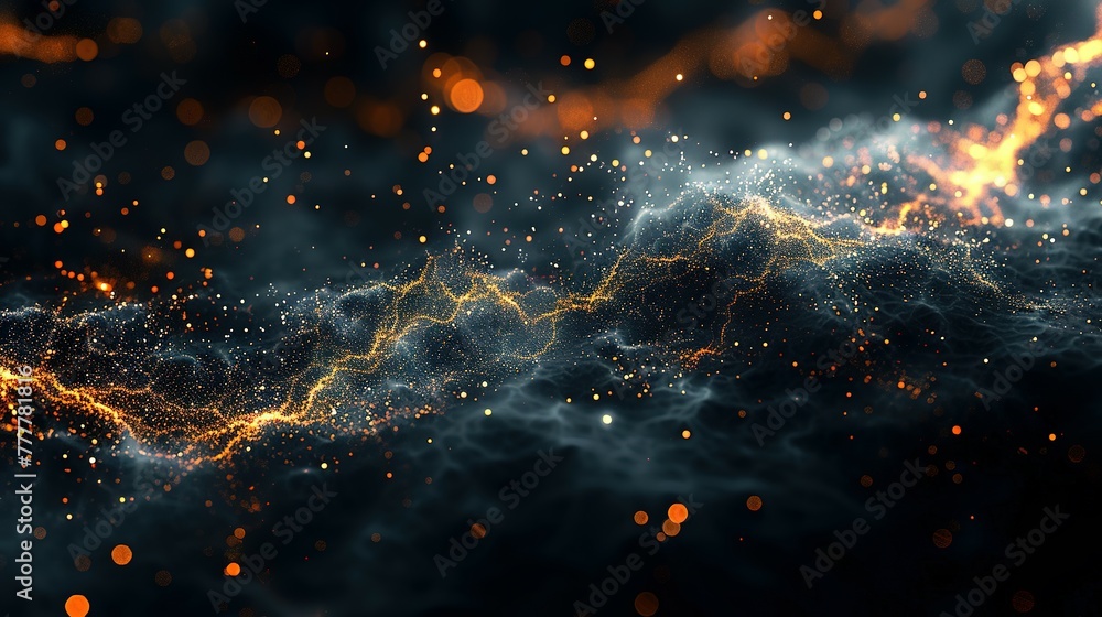 Poster abstract dark grey and bold yellow virtual network - design element for technology background - conn