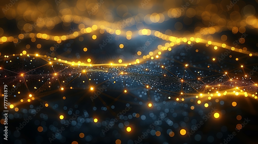 Poster abstract dark grey and bold yellow virtual network - design element for technology background - conn