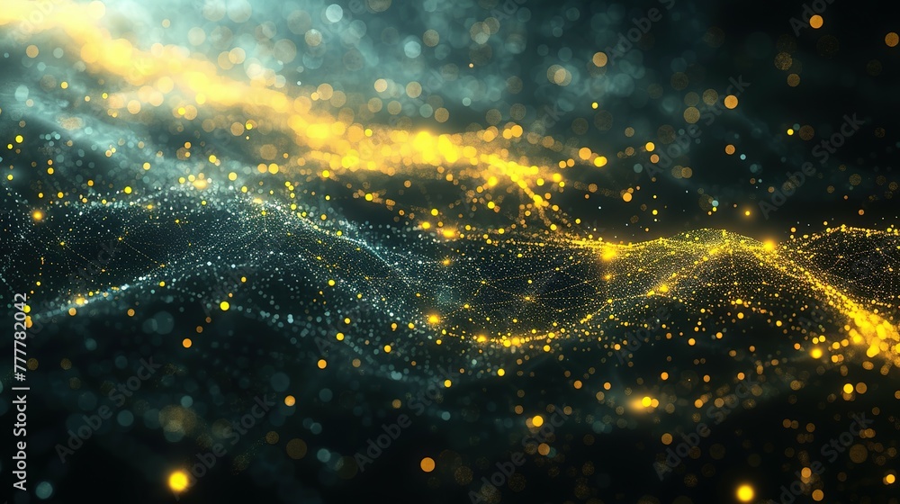 Poster abstract dark grey and bold yellow virtual network - design element for technology background - conn