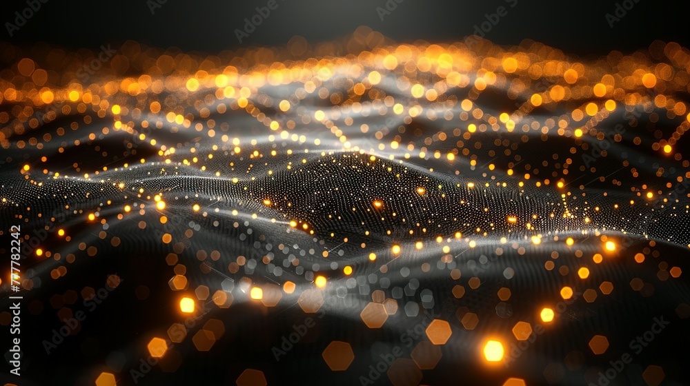 Poster abstract dark grey and bold yellow virtual network - design element for technology background - conn