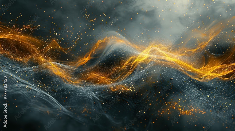 Poster abstract dark grey and bold yellow virtual network - design element for technology background - conn