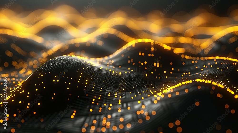 Poster abstract dark grey and bold yellow virtual network - design element for technology background - conn