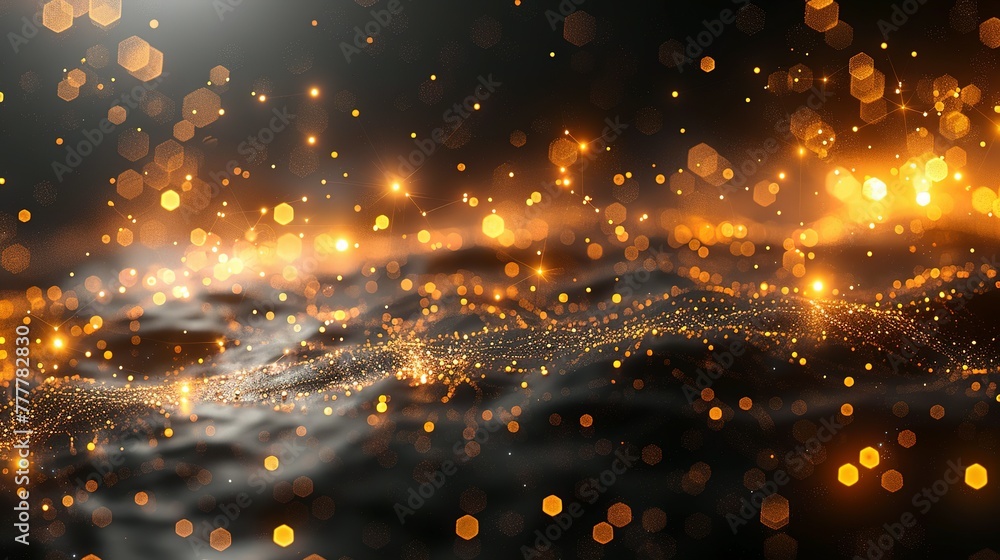 Poster abstract dark grey and bold yellow virtual network - design element for technology background - conn