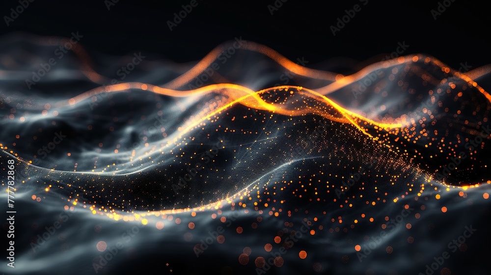 Poster abstract dark grey and bold yellow virtual network - design element for technology background - conn