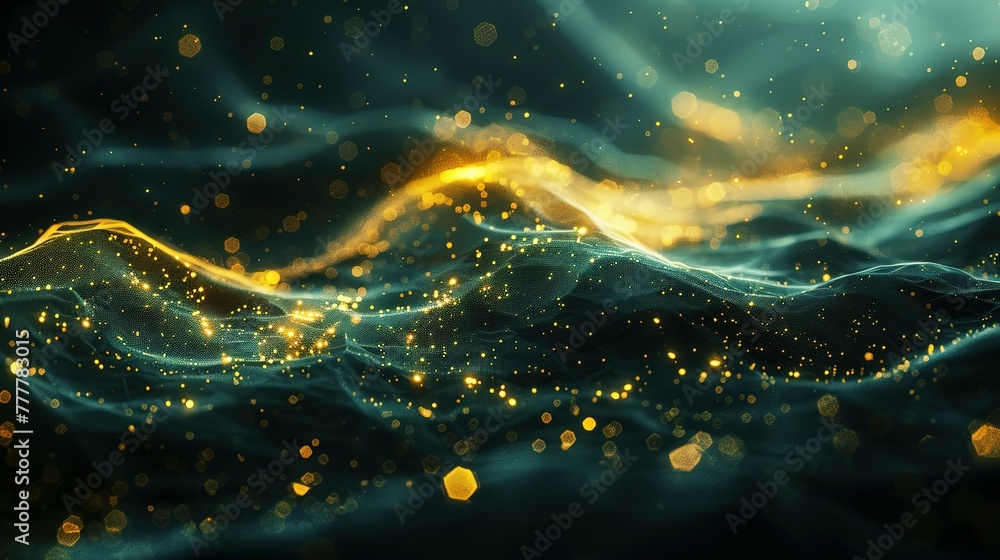 Poster abstract dark grey and bold yellow virtual network - design element for technology background - conn
