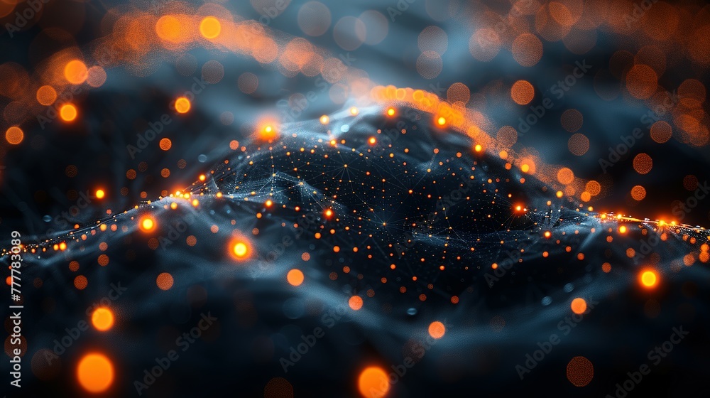 Poster abstract dark grey and bold yellow virtual network - design element for technology background - conn