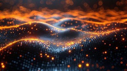 Obraz premium abstract dark grey and bold yellow virtual network - design element for technology background - connectivity backdrop illustration - generative ai