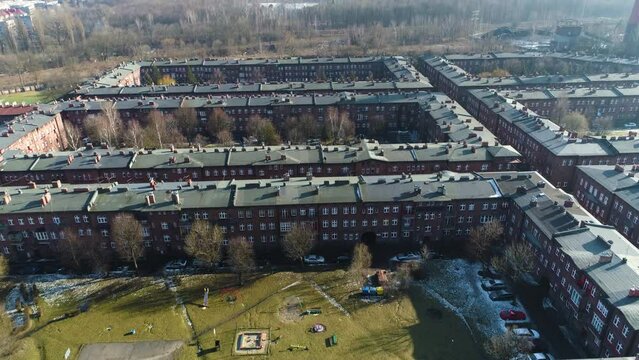 Old Historic Housing Estate Nikiszowiec In Katowice From The Aerial View
