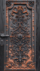 antique iron door design with carved details
