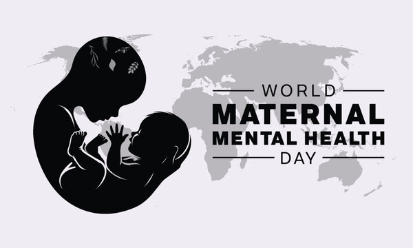World Maternal Mental Health Day design with a logo of a mother holding her child. Vector illustration