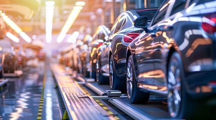 Cars on the Production Line in the Automotive Industry