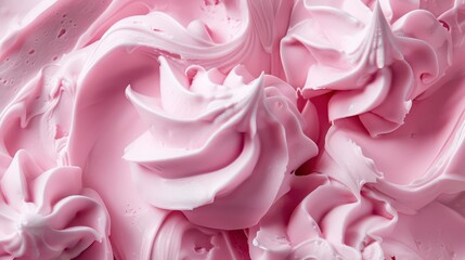 Close up view. Mixing in pink food coloring into a vanilla buttercream frosting for decorating funfettti bundt cake. - obrazy, fototapety, plakaty
