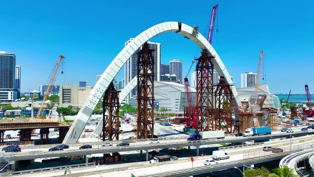 Miami Signature bridge construction 4K video