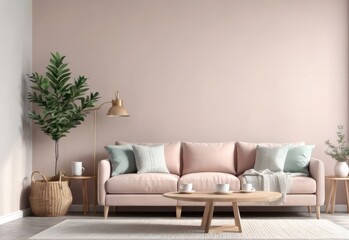Fototapeta na wymiar minimalist interior in pastel colors. Scandinavian style interior. 3D illustration