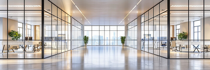 Modern Work Environment: A Clean and Spacious Office Interior, Perfectly Blending Functionality with Minimalist Design