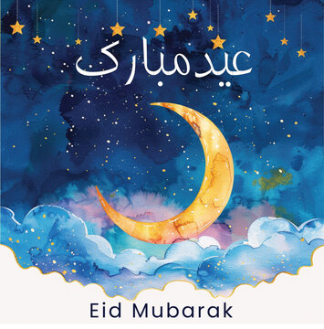 Eid mubarak design. Eid Mubarak premium vector illustration with luxury design. Blue pink gradient eid mubarak background with star and moon. Islamic light design with white eid mubarak design.