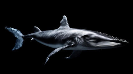 Sperm whale on a black background
