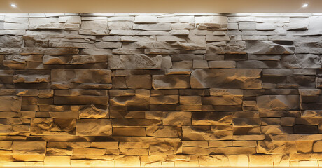 Stone wall with two distinct types of lighting, along top and bottom; background image