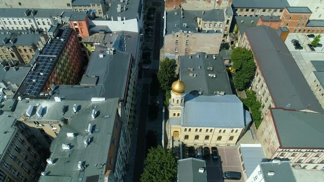 Aerial view of the Church of Saint Olga in Lodz