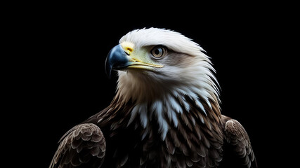 Obraz premium Portrait of an eagle on a black background