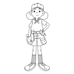 Girl Outdoor Black and White Illustration