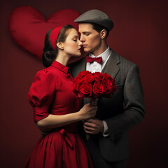 Couples Photo on Valentine's Day. Generative AI.