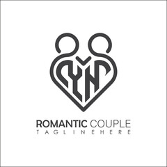 Couple love Heart symbol ALL letter logo icon design template. May be used in medical, dating, Valentines Day and wedding design.