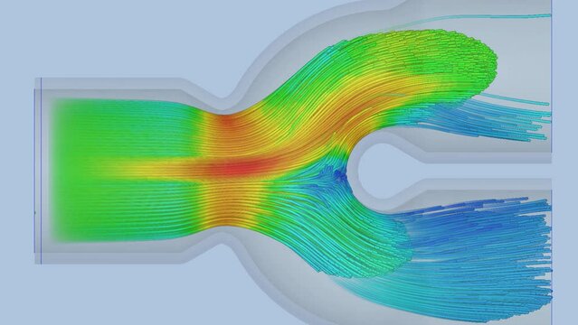 CFD simulation Computational fluid dynamics - pipe fitting airflow simulation