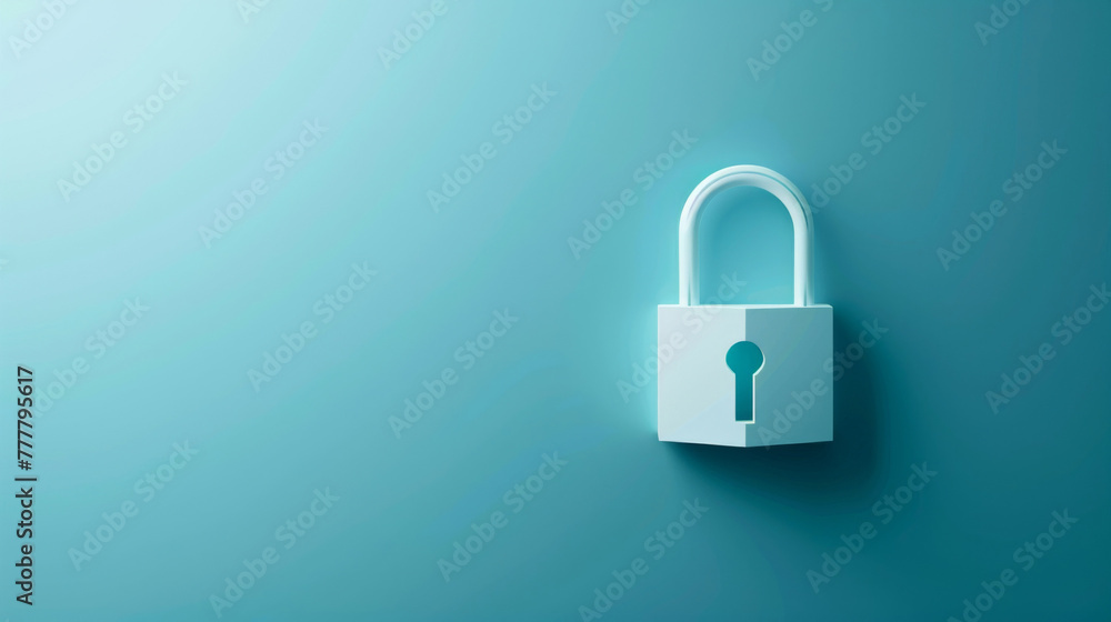 Poster cybersecurity concept - padlock on digital background
