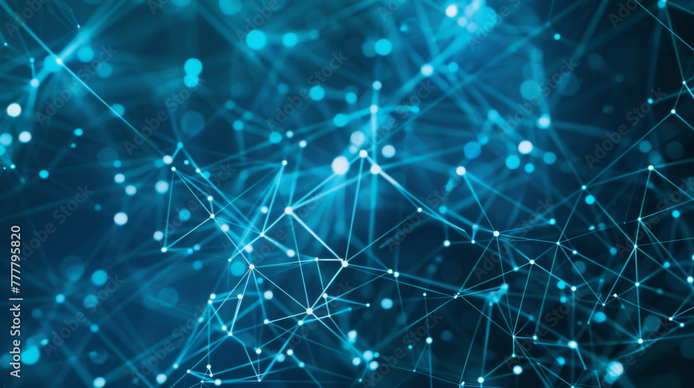 Aufkleber abstract cyber security network visualization with blue nodes and connections
