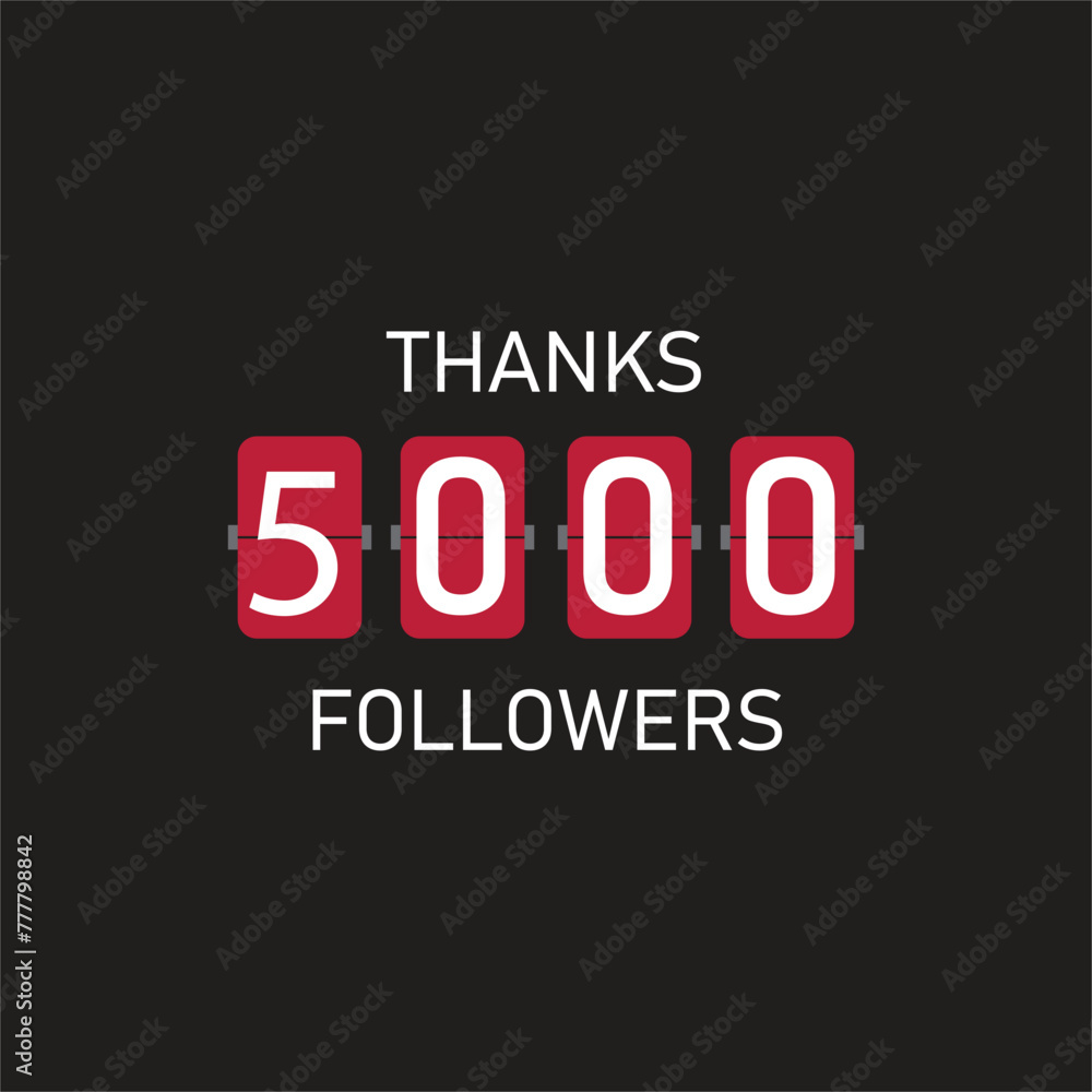 Wall mural 5 thousand. thank you followers. vector illustration for blog or post design.