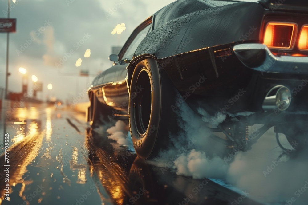 Aufkleber drifting and racing concept. background with selective focus and copy space