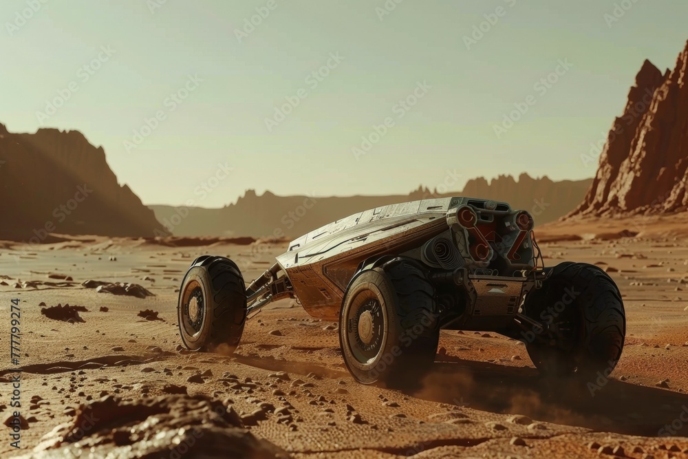Poster mars rover. background with selective focus and copy space